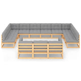 13 Piece Garden Lounge Set with Cushions Solid Pinewood - Side View