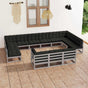 13 Piece Garden Lounge Set with Cushions Grey Solid Pinewood