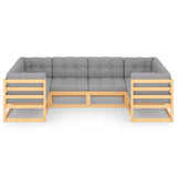 6 Piece Garden Lounge Set with Cushions Solid Pinewood - Side View