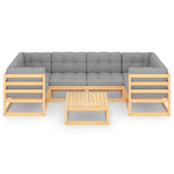 7 Piece Garden Lounge Set with Cushions Solid Pinewood - Side View