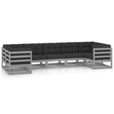 7 Piece Garden Lounge Set with Cushions Grey Solid Pinewood