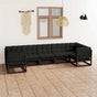7 Piece Garden Lounge Set with Cushions Black Solid Pinewood