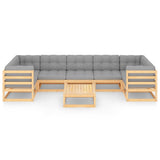 8 Piece Garden Lounge Set with Cushions Solid Pinewood - Side View