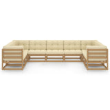 9 Piece Garden Lounge Set&Cushions Honey Brown Solid Pinewood - Side View