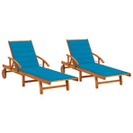 Sun Loungers 2 pcs with Cushions Solid Acacia Wood