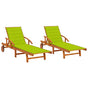 Sun Loungers 2 pcs with Cushions Solid Acacia Wood