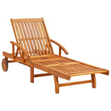 Sun Loungers 2 pcs with Table and Cushions Solid Wood Acacia - Front View