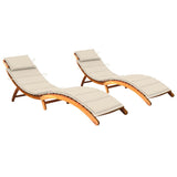 Sun Loungers 2 pcs with Cushions Solid Wood Acacia