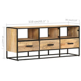 TV Cabinet 110x30x45 cm Rough Mango Wood - Extra Image