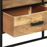 TV Cabinet 110x30x45 cm Rough Mango Wood - Close-Up Angle