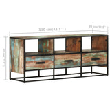 TV Cabinet 110x30x45 cm Solid Reclaimed Wood - Low Angle