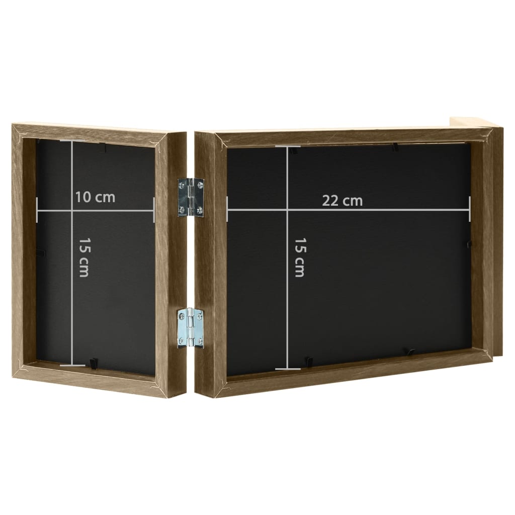 Trifold Photo Frame Collage Light Brown 22x15 cm+2x(10x15 cm)