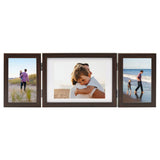 Trifold Photo Frame Collage Dark Brown 22x15 cm+2x(10x15 cm) - Front View