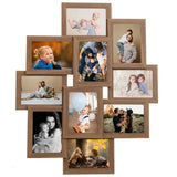 Collage Photo Frame for Picture 10 pcs 13x18 cm Light Brown MDF - Front View