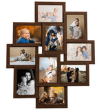 Collage Photo Frame for Picture 10 pcs 10x15 cm Dark Brown MDF - Front View