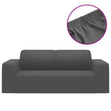 2-Seater Stretch Couch Slipcover Anthracite Polyester Jersey - Front View