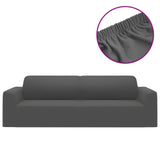 3-Seater Stretch Couch Slipcover Anthracite Polyester Jersey - Front View