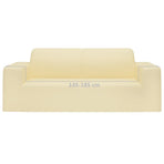 2-Seater Stretch Couch Slipcover Cream Polyester Jersey