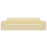 4-Seater Stretch Couch Slipcover Cream Polyester Jersey