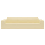 4-Seater Stretch Couch Slipcover Cream Polyester Jersey