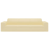 4-Seater Stretch Couch Slipcover Cream Polyester Jersey - Side View