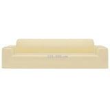 4-Seater Stretch Couch Slipcover Cream Polyester Jersey