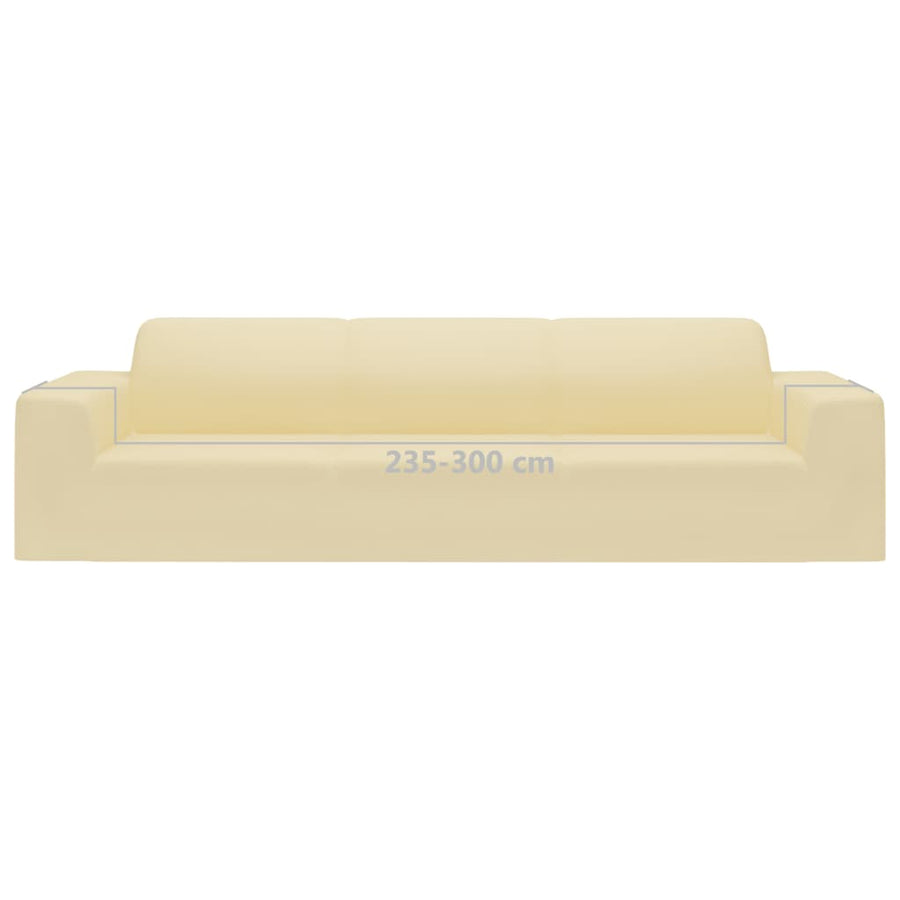 4-Seater Stretch Couch Slipcover Cream Polyester Jersey