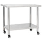 Kitchen Work Table with Wheels 80x60x85 cm Stainless Steel