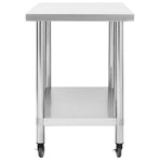 Kitchen Work Table with Wheels 80x60x85 cm Stainless Steel