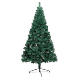 Artificial Half Pre-lit Christmas Tree with Stand Green 120 cm PVC - Top-Down View