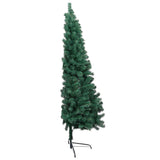 Artificial Half Pre-lit Christmas Tree with Stand Green 240 cm PVC - 45-Degree Angle