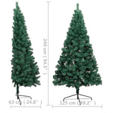 Artificial Half Pre-lit Christmas Tree with Stand Green 240 cm PVC - Extra Image