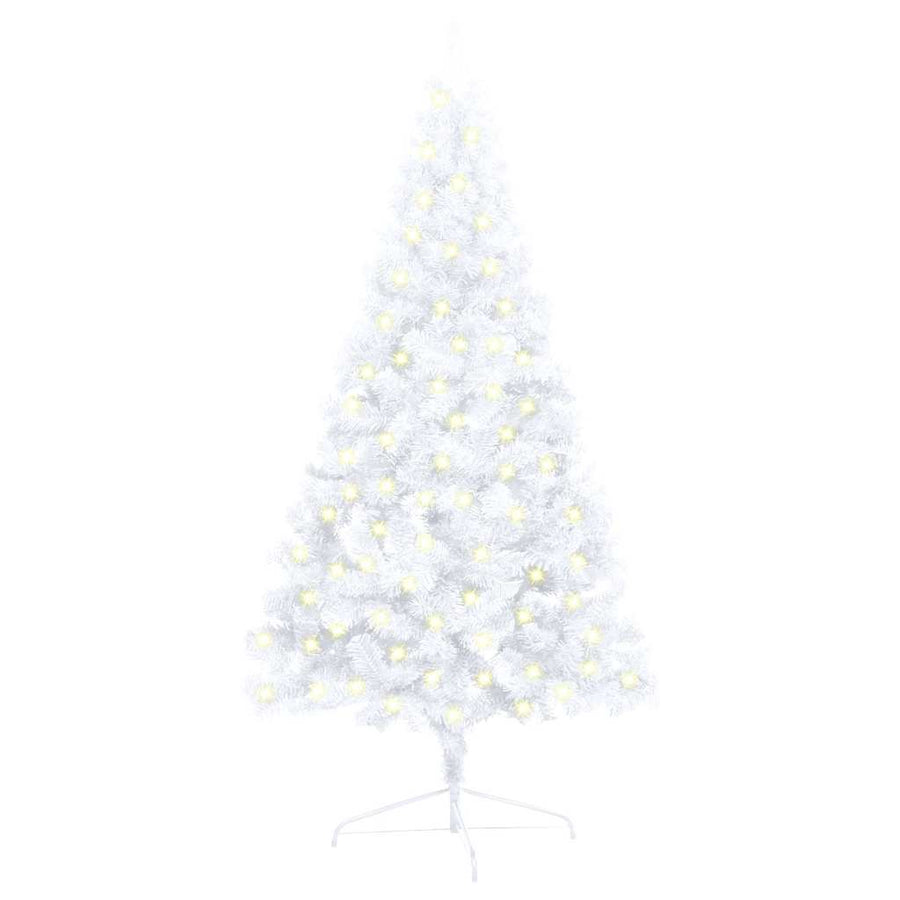 Artificial Half Pre-lit Christmas Tree with Stand White 120 cm PVC
