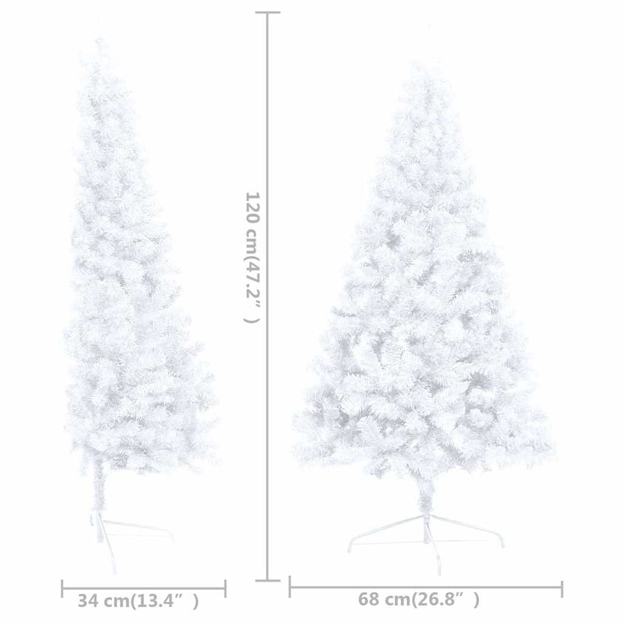 Artificial Half Pre-lit Christmas Tree with Stand White 120 cm PVC