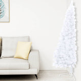 Artificial Half Pre-lit Christmas Tree with Stand White 180 cm PVC - Front View