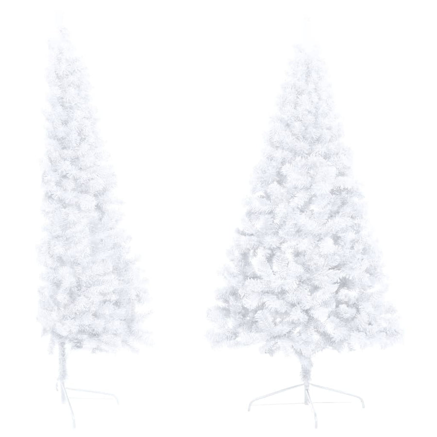 Artificial Half Pre-lit Christmas Tree with Stand White 180 cm PVC