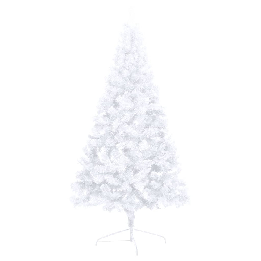 Artificial Half Pre-lit Christmas Tree with Stand White 180 cm PVC