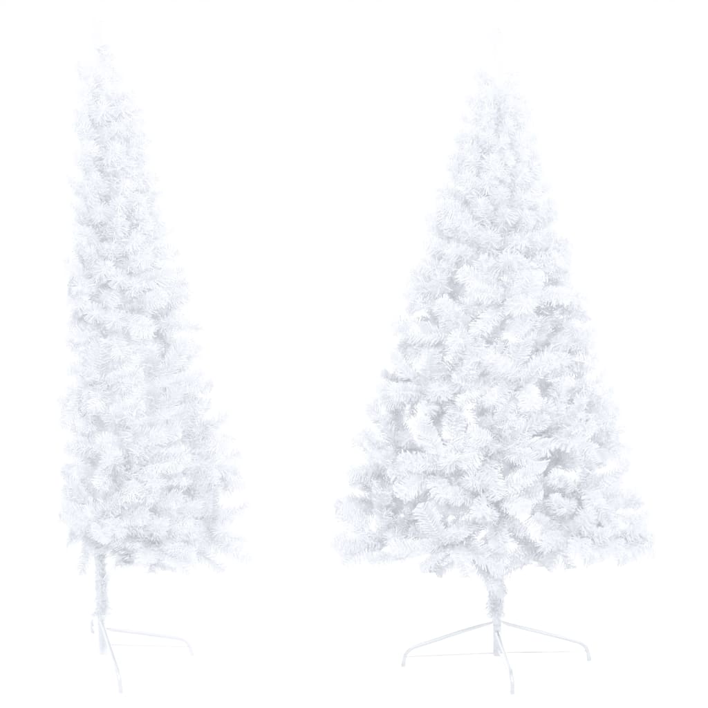 Artificial Half Pre-lit Christmas Tree with Stand White 210 cm PVC