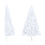 Artificial Half Pre-lit Christmas Tree with Stand White 210 cm PVC - Side View