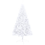 Artificial Half Pre-lit Christmas Tree with Stand White 240 cm PVC - 45-Degree Angle