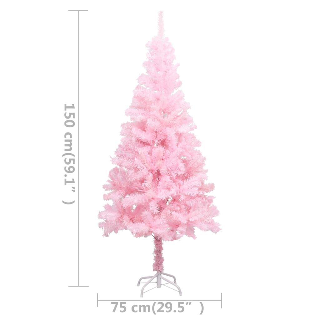 Artificial Pre-lit Christmas Tree with Stand Pink 150 cm PVC