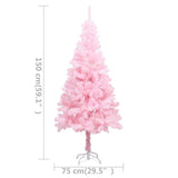 Artificial Pre-lit Christmas Tree with Stand Pink 150 cm PVC - Low Angle