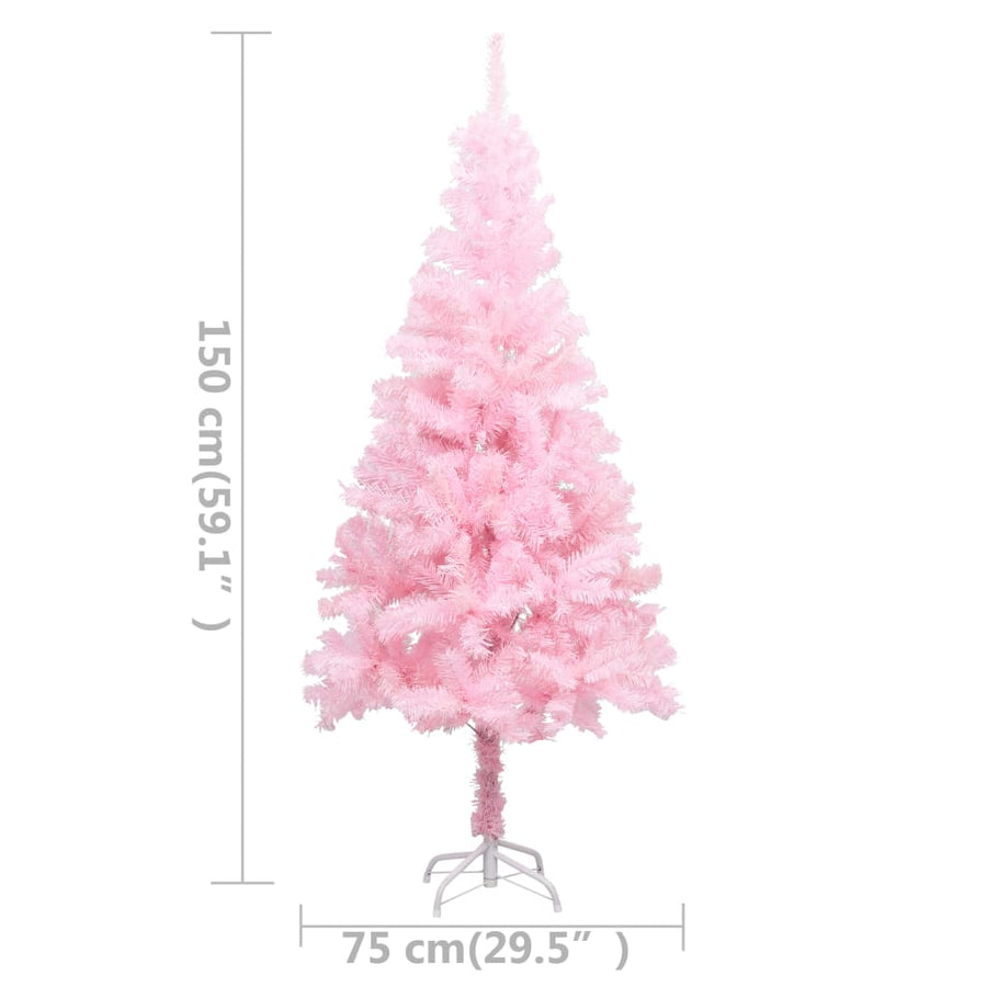 Artificial Pre-lit Christmas Tree with Stand Pink 150 cm PVC