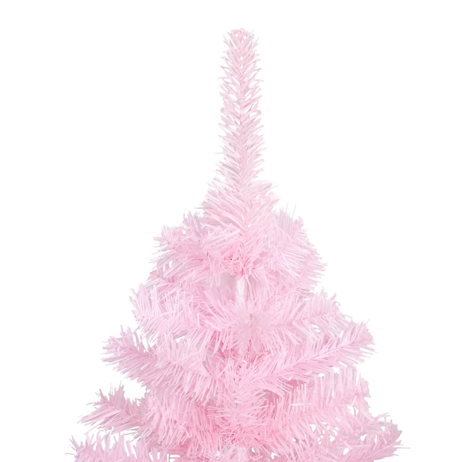 Artificial Pre-lit Christmas Tree with Stand Pink 180 cm PVC