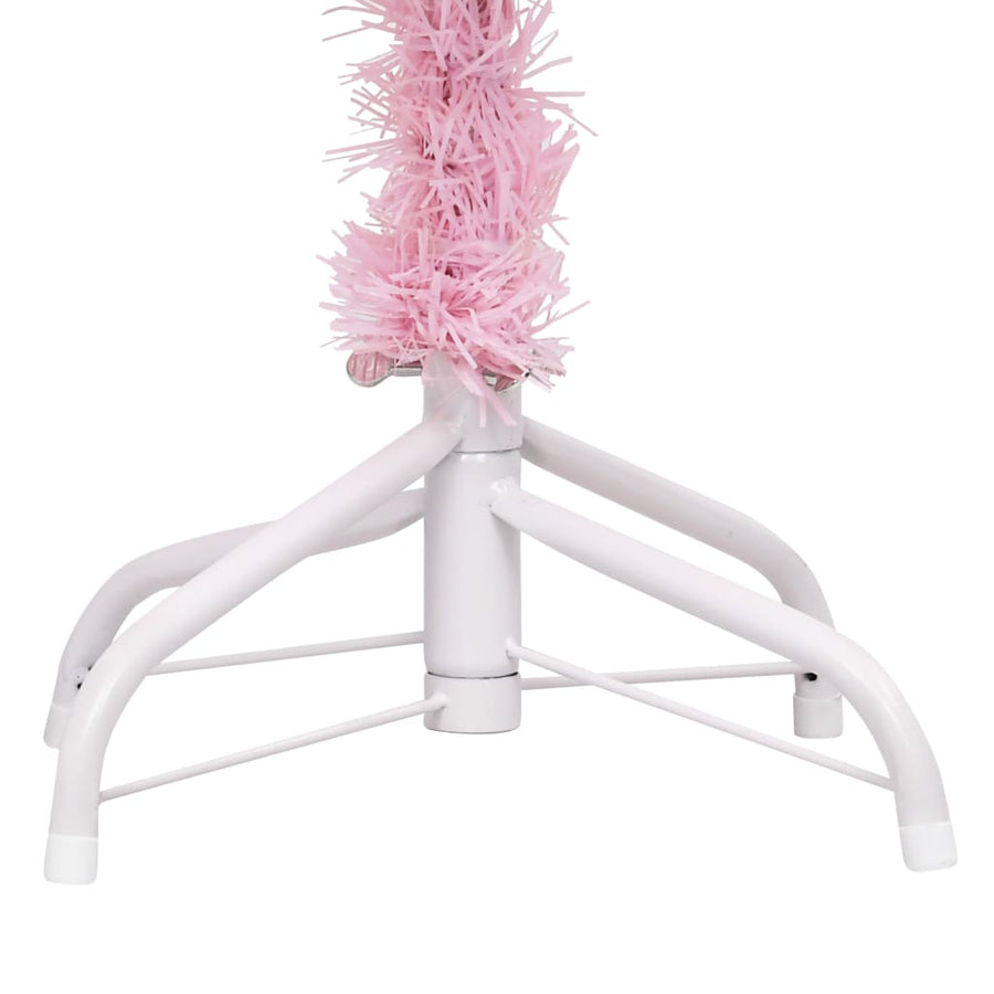 Artificial Pre-lit Christmas Tree with Stand Pink 180 cm PVC