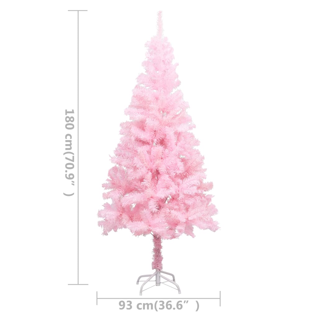 Artificial Pre-lit Christmas Tree with Stand Pink 180 cm PVC