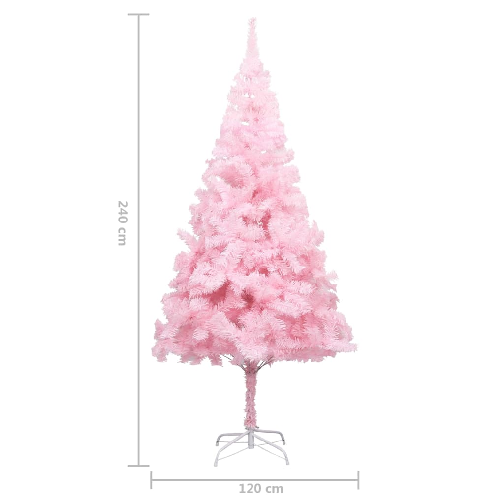 Artificial Pre-lit Christmas Tree with Stand Pink 240 cm PVC