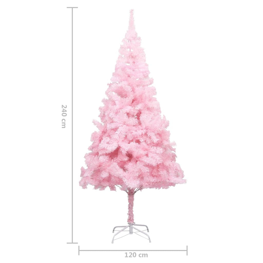 Artificial Pre-lit Christmas Tree with Stand Pink 240 cm PVC