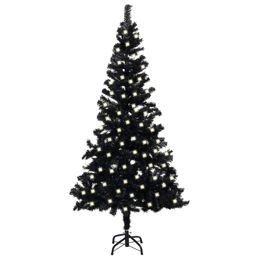 Artificial Pre-lit Christmas Tree with Stand Black 120 cm PVC