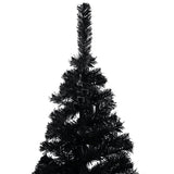 Artificial Pre-lit Christmas Tree with Stand Black 120 cm PVC - Top-Down View